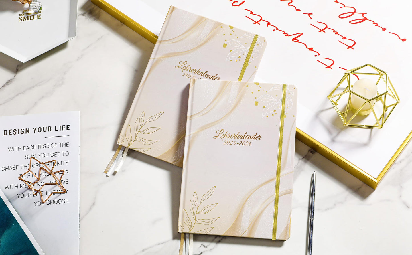 Teacher Planner 2025 2026 - A5+ Teacher Planner, Teacher Calendar 2025 2026 A5 for School Planner 2025 2026 from August 2025 to July 2026, Back Pocket, Hardcover - Beige