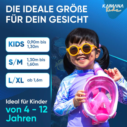The award-winning KAIMANA® snorkel mask for children with carrying case - completely CO₂ safe diving mask for kids - diving mask - diving goggles for kids 4 years of age - snorkel mask