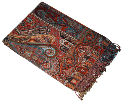 Lorenzo Cana luxury wool blanket jacquard woven from cotton with finest Merino wool - lamb colorful Paisley throw blanket wool sofa blanket cuddly blanket plaid 130 cm x 180 cm 96250