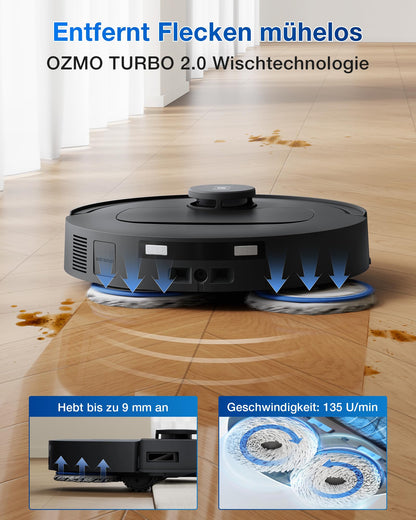ECOVACS DEEBOT T30C Omni, robot vacuum with mop function, 20,000 Pa, OZMO Turbo 2.0 mopping, ZeroTangle 3.0 anti-tangling, TruEdge 2.0 edge cleaning, All-in-One Station, 75°C mop wash, Black