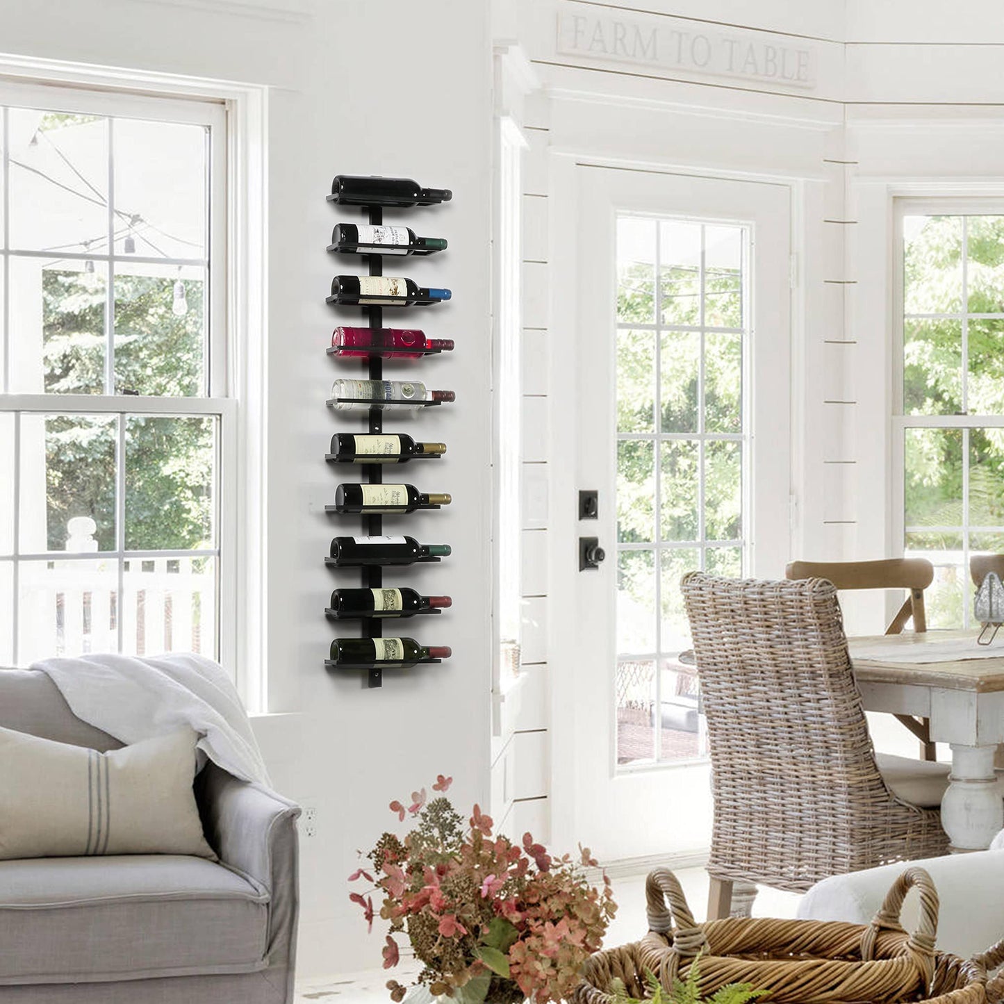 Yaheetech wine rack bottle holder storage shelf for wall made of metal 10 bottles, Black
