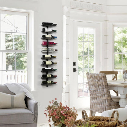 Yaheetech wine rack bottle holder storage shelf for wall made of metal 10 bottles, Black