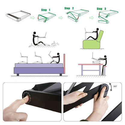 LifeBasis Laptop Stand Foldable Fully Adjustable Notebook Stand Aluminum Alloy Portable Bed Breakfast Tray Book Stand for Ultrabook Notebook up to 17", Black PACKAGING