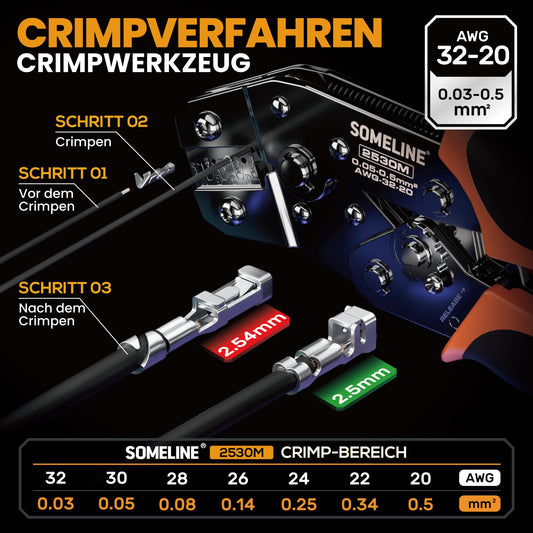 SOMELINE Crimping Tool Set, 21 Types [0.05-0.5mm²] 2.5mm-2.54mm Connector Set, Crimping Tool for Molex Connectors, JST-XH Connectors, DP Connectors, Crimper, Crimping Pliers, Crimp Tool