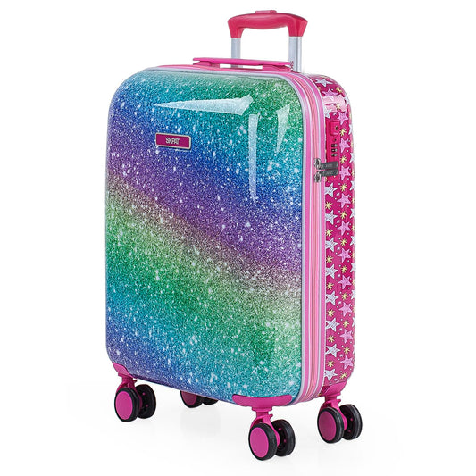 SKPAT - Children's suitcase, Rolloffs style carry-on trolley for girls, lightweight kids trolley, hand luggage, compatible with Ryanair TSA combination lock, Fuchsia.