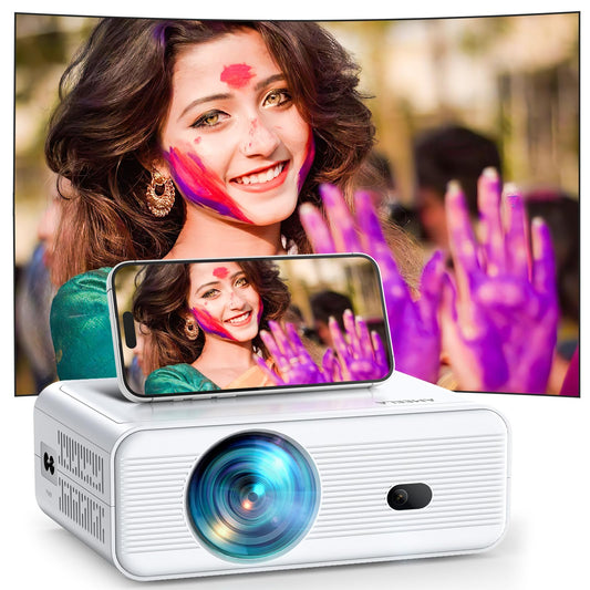 18000 Lumen Projector, Full HD 1080P Mini Projector, AMEELA Video Projector, 2.4/5G WiFi Bluetooth Projector, 50%-100% Zoom, Portable Projector compatible with TV/USB/Laptop/HDMI/iOS/Smartphone