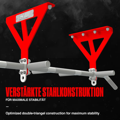 HOLD STRONG Fitness Pull-Up Bar for Ceiling Mount, HS-K-D6W, White, Studio Approved, 6 Non-slip Handles, Pull Up Exercises & more, incl. E-Book & Mounting Material, extremely sturdy