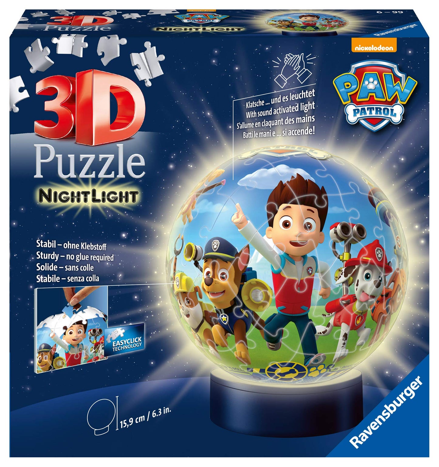 Ravensburger 3D Puzzle 11843 - Nightlight Puzzle-Ball Horses at the Beach - 72 pieces - for ages 6 & up / 3D Puzzle 11842 - Nightlight Puzzle-Ball Paw Patrol - 72 pieces - for ages 6 & up
