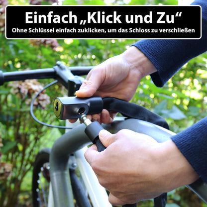 KOHLBURG chain lock bike [103cm long, 6mm thick titanium steel chain] - clickable bike lock with key [3x] also usable as e scooter lock & e bike lock - high security bike lock