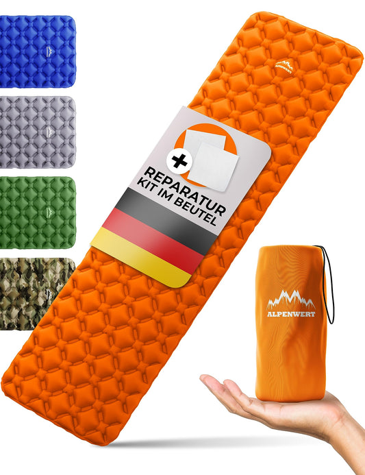 ALPENWERT® Isomatte Outdoor [Compact Size & Ultralight] Air mattress perfect for camping, hiking, backpacking and more - inflatable sleeping mat.