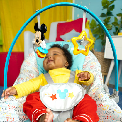 Bright Starts Disney Baby MICKEY MOUSE Infant to Toddler Rocker & Seat with Vibrations and Removable Toy Bar, 0-30 Months Up to 40 lbs (Original Bestie)