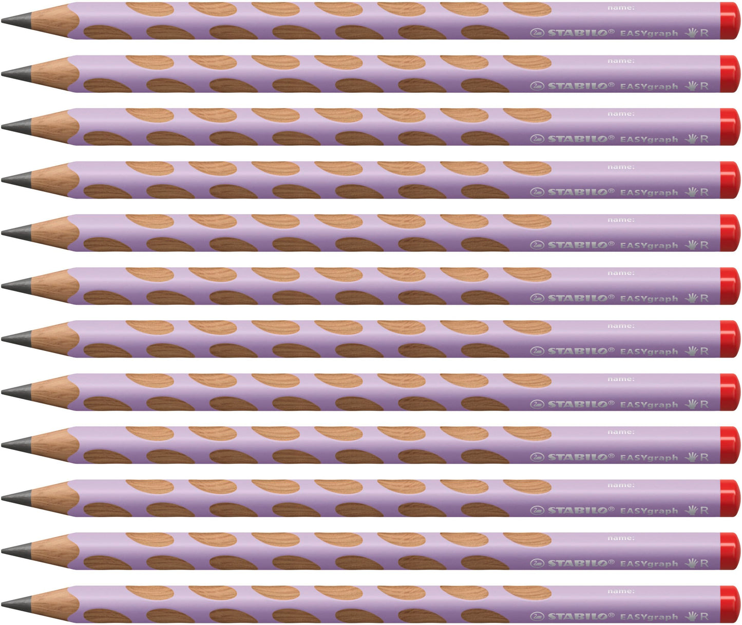 STABILO - Ergonomic triangular pencil for right-handers - EASYgraph in pastel purple - 12 pack - Hardness grade HB