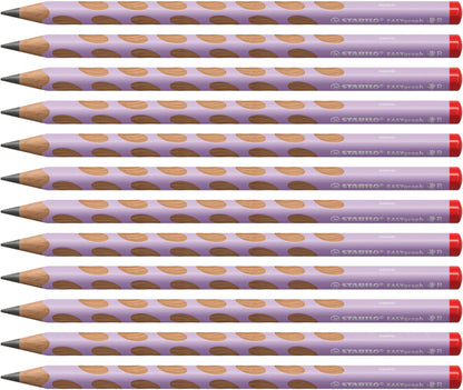 STABILO - Ergonomic triangular pencil for right-handers - EASYgraph in pastel purple - 12 pack - Hardness grade HB