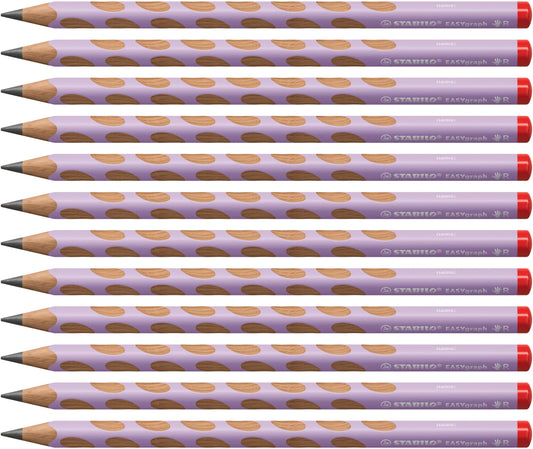 STABILO - Ergonomic triangular pencil for right-handers - EASYgraph in pastel purple - 12 pack - Hardness grade HB