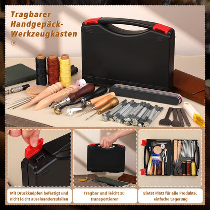 50 pieces Leather Tools and Accessories Set, Leather Tool Set with Storage Box, Leather Groover Stamp Perfect for Crafting Sewing Cutting