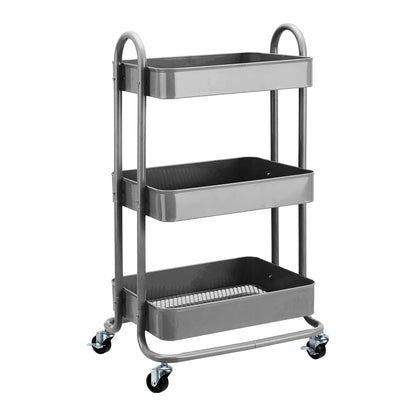 Amazon Basics Tool or Kitchen Trolley, 3 Levels, Metal, Anthracite