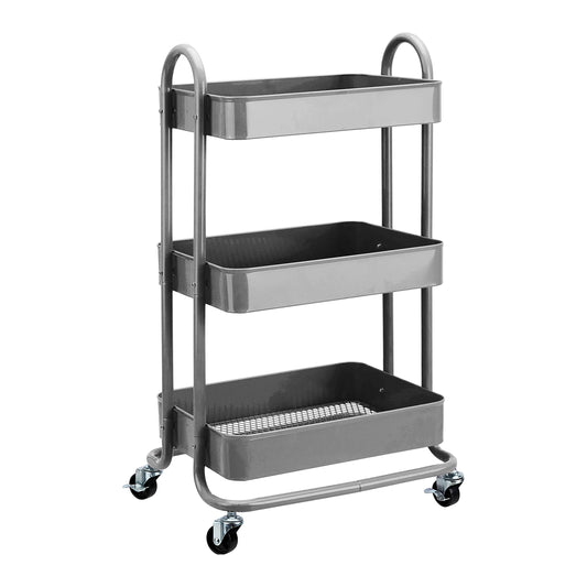 Amazon Basics Tool or Kitchen Trolley, 3 Levels, Metal, Anthracite