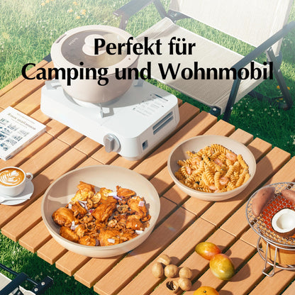 Redchef Ceramic Pan Set with Detachable Handle, RV Cookware Set for Camping, Ceramic Non-Toxic Pot and Pan Set, PTFE-free PFAS-free PFOA-free, Space-Saving Dishwasher Safe.