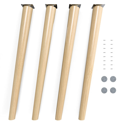 Sossai table legs made of solid beech wood with oil finish, Clif Round HMF2, 71 cm high, round, slanted design, for chairs, tables