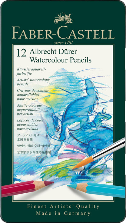 Faber-Castell 117512 Albrecht Dürer watercolor pencils, set of 12 watercolor pencils with thick 3.8mm leads, wooden pencils with water-soluble pigments