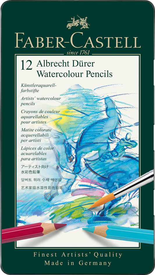 Faber-Castell 117512 Albrecht Dürer watercolor pencils, set of 12 watercolor pencils with thick 3.8mm leads, wooden pencils with water-soluble pigments