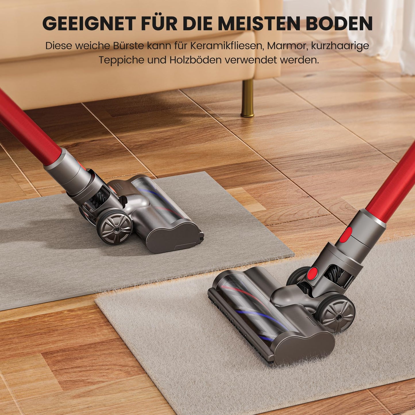 Electric motor Turbo floor brush head Compatible with Dyson V7 V8 V10 V11 V15, Direct drive electric brush floor nozzle accessory for hard floors and carpets (2 piece brush roller)