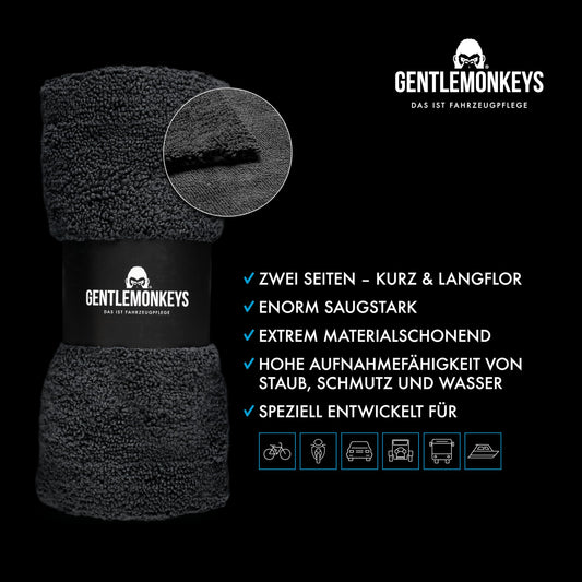 GENTLEMONKEYS Microfiber Towels Car (4 pack) • Ultra soft & absorbent double-sided drying towels • Polishing cloths for gentle & scratch-free car polishing & care • 40x40cm