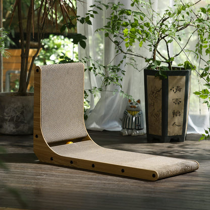 FUKUMARU Cat Scratching Board, 68 cm tall L-shaped cardboard scratch pad for cats, durable cat scratching board with ball toy, premium cardboard cat scratcher for wall and corner, large size.