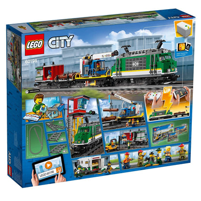 LEGO City Trains Cargo Train - Train toy, forklift, 32 track pieces, signal lights & 6 minifigures - Locomotive playset for kids - Creative gift for boys & girls aged 6+ - 60198