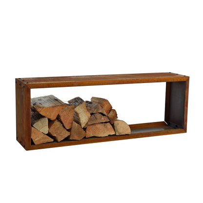 ESTEXO Firewood Rack Rust Firewood Rack Corten Steel Wood Shelf Shelf Firewood Stand Stack Shelf (115x40x25 cm)