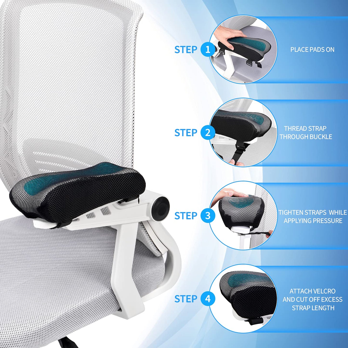 BEAUTRIP Armrest Cushions - Armrest Pads for Arms and Elbows - Ergonomic Armrest Covers for Office Chair, PC Chair, Gaming Chair, Camping Chair (2-Pack)