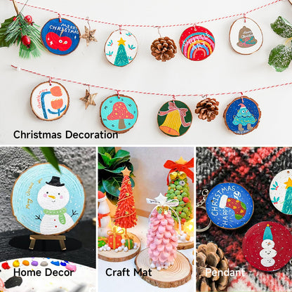 Shuttle Art Wooden Discs for Crafts, 70 Pieces 7-8cm Pre-Drilled Tree Slices with Hole, Natural Wood Slices for Painting with Acrylic Paints and Permanent Marker, Wood Circles, Suitable for Children, Christmas Decoration.