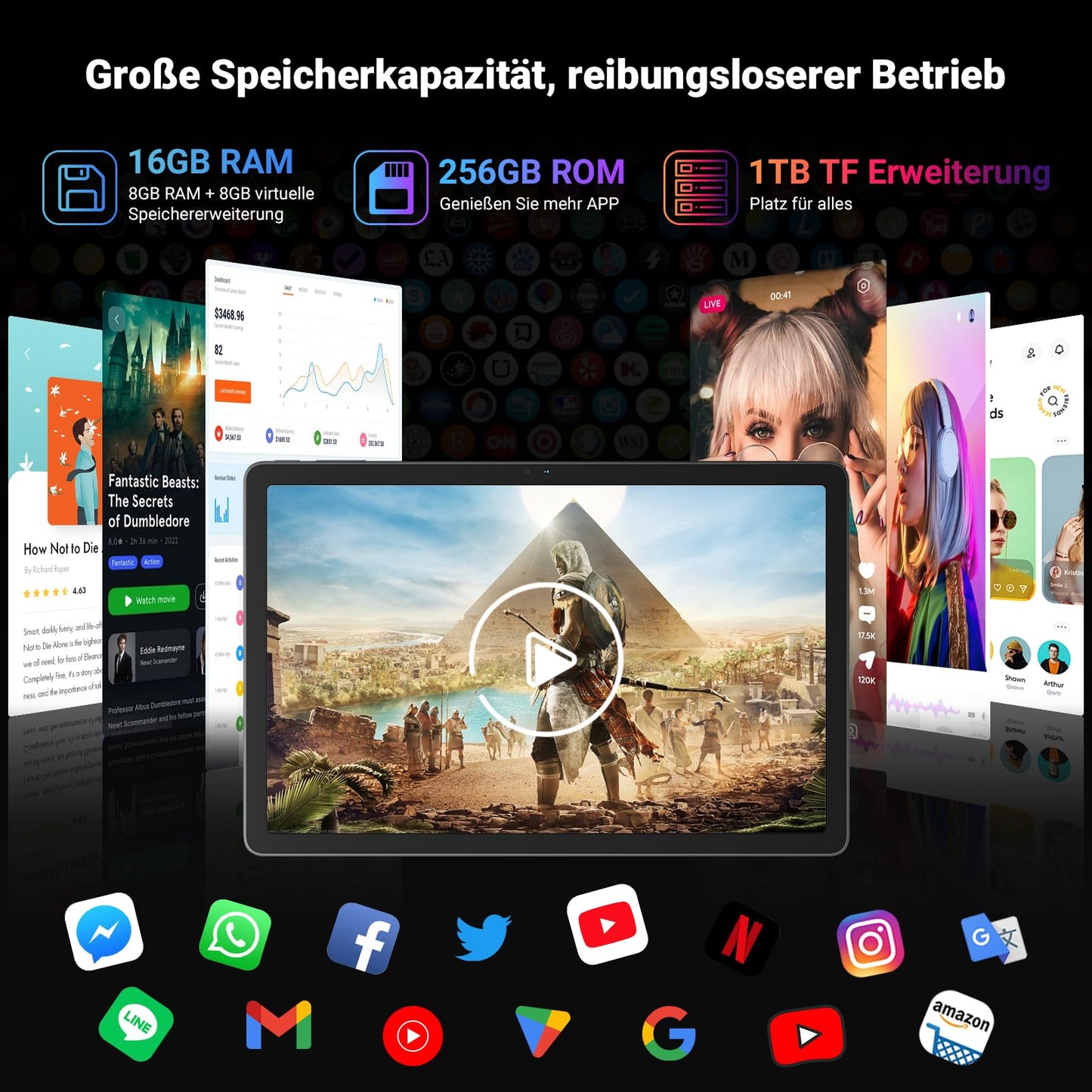 Blackview Tablet 11 inch Tab16Pro Android 14 tablet 24GB RAM 256GB ROM (2TB TF) 4G LTE 5G WiFi Tablet with pen and case, 13MP+8MP, 7700mAh, 2K Display Widevine L1, GPS