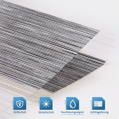 Double roller blind without drilling, duo roller blinds for windows & doors with drilling, Dark Grey W110 x H140cm (fabric width 106cm), window blind light-permeable & darkening, clamp roller sun protection