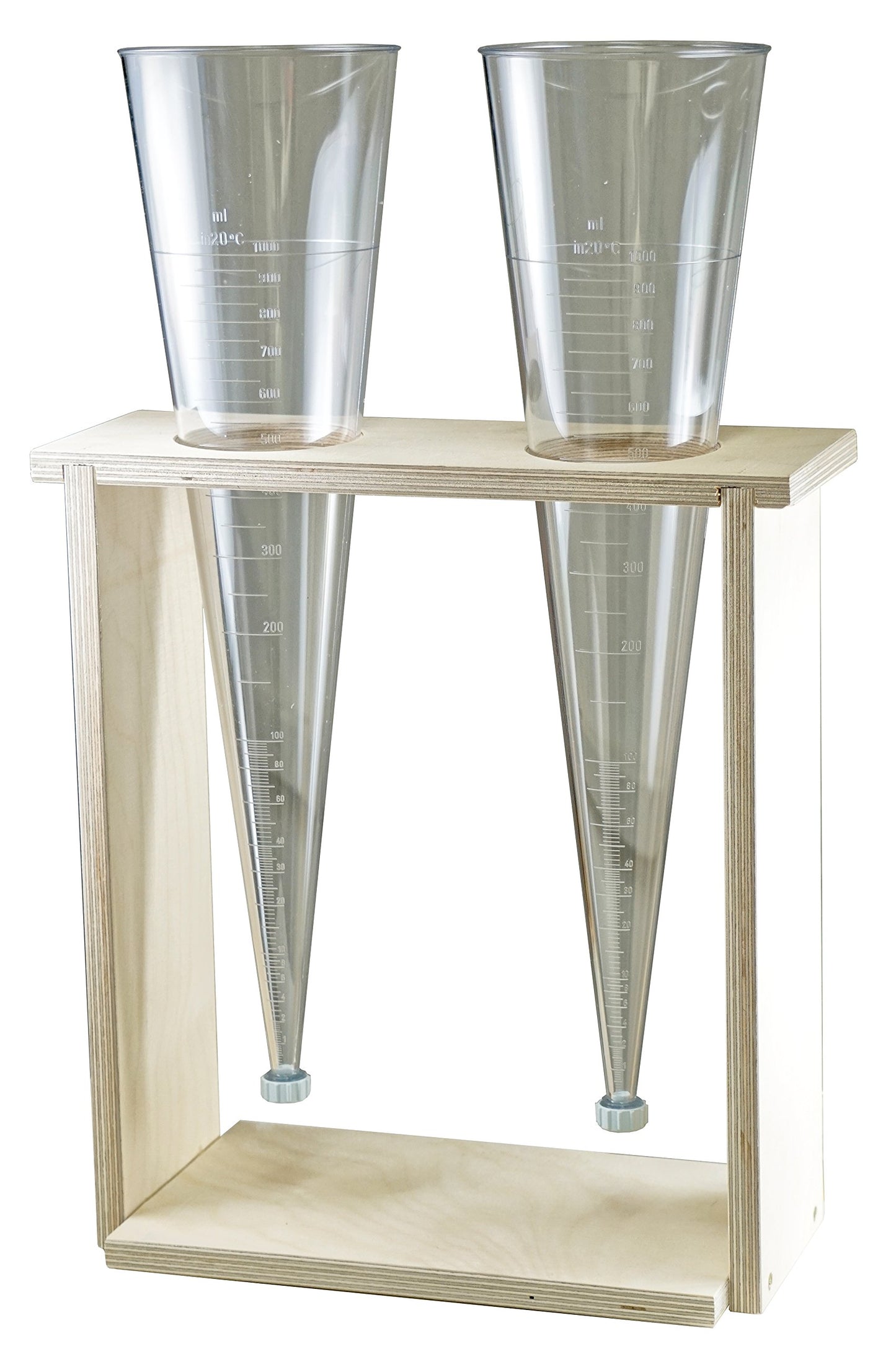 Imhoff sedimentation cone, witeg, 1,000 ml, DIN 12672, made of SAN, with outlet closure stopper, graduated up to the tip.