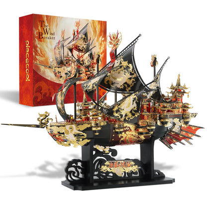 Piececool 3D Puzzle Metal Pirate Ship Wind and Waves, 3D Metal Puzzle Sailboat Ship Set, Model Ship for 340 Stainless Steel, Extra Large, Birthday Gift, Model Building Kit for Adults, 709 Pieces