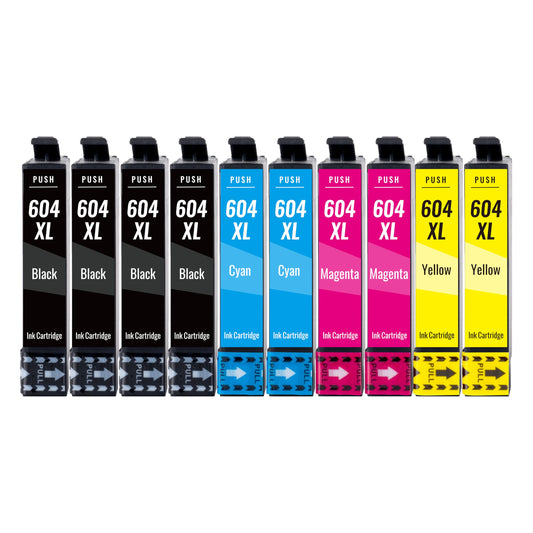 kamo 604XL (pack of 10) Multipack Printer Ink Cartridges Compatible with Epson 604 604 XL - for Expression Home XP-2200 XP-2205 XP-3200 XP-3205 XP-4200 XP-4205, Workforce WF-2910 WF-2930 WF-2950 WF-2935