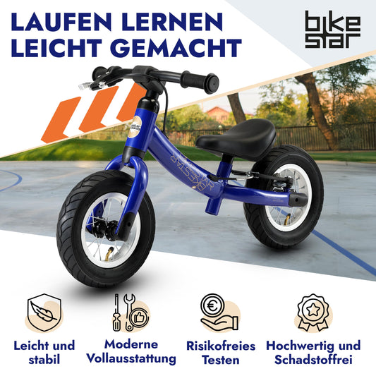 BIKESTAR Kids Balance Bike for Boys and Girls from 2-3 years | 10 Inch Sports Toddler Bike | Blue | Try Risk-Free