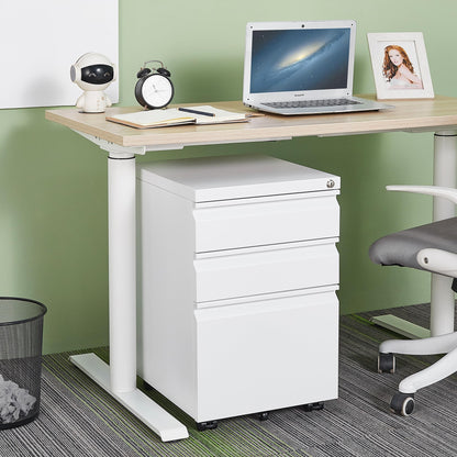 LVSTEEL rolling file cabinet, fully assembled with lock, under desk metal cabinet for home office, mobile printer stand for A4/files.