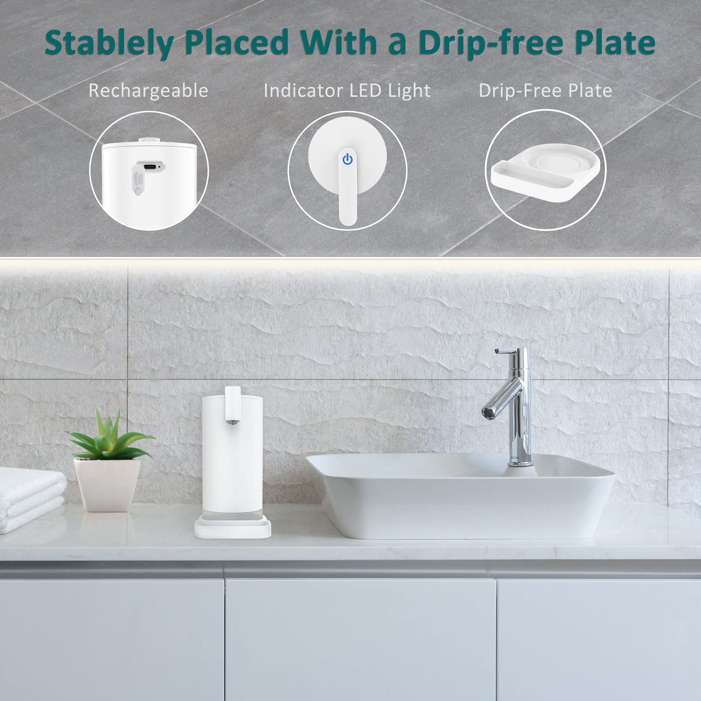 Automatic Foam Soap Dispenser Electric: YISH White Electric Soap Dispenser with Sensor Touchless Foam Soap Dispenser 260ml for Kitchen Bathroom USB Rechargeable