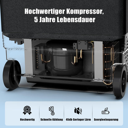 AAOBOSI Compressor Cooler Box 34L, Car Cooler 2 in 1 Dual Zone up to -20°C, Portable 12v 230v with Digital Temperature Control, App Control, Anti-Shake, for Camping, Truck, Boat, RV