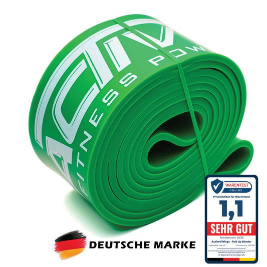 ActiveVikings® Pull-Up resistance bands | Perfect for muscle building Freeletics Calisthenics | Fitness band Chin-up bands Resistance bands (Green: X-Heavy (very strong resistance))
