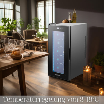 Echo's wine cooler 10 bottles 28 liters LED lighting wine cooler wine climate refrigerator mini fridge wine cooler minibar with glass door.