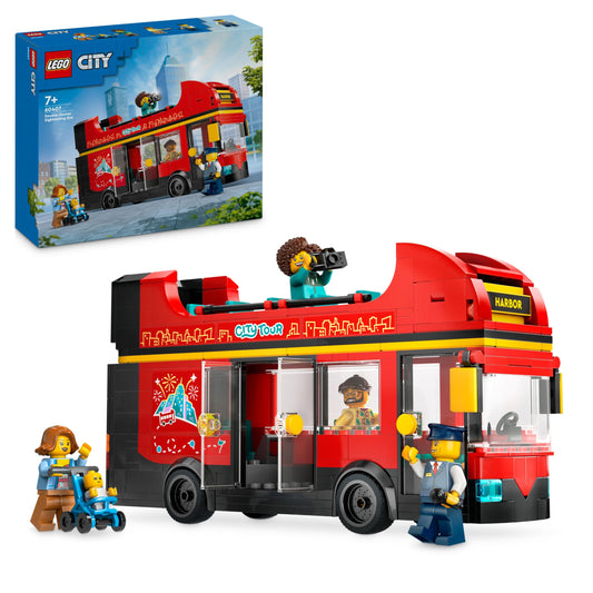LEGO City Double Decker Bus, Double Decker Toy Bus, Vehicle Playset for boys and girls aged 7 and up, includes 5 figures, including one baby in a stroller 60407