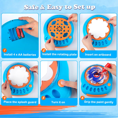 TingingYuli Arts and Crafts for kids aged 6-12, Color Spin Art Machine Set, cool Paint Spinner Toys Sets, creative art supplies gifts for boys and girls (Blue)