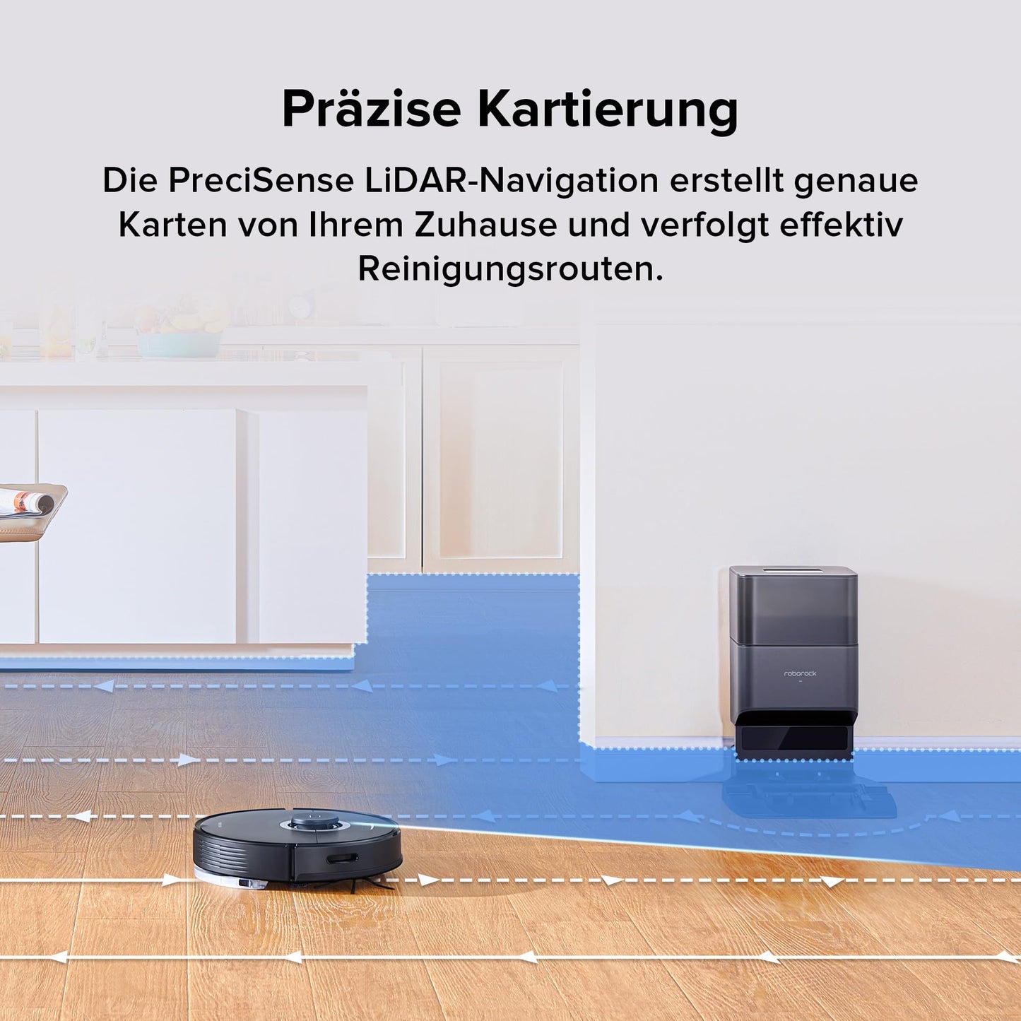 Roborock Q7 Max+ robot vacuum with self-emptying station, rubber brush, 4200Pa suction power, vacuuming mop robot PreciSense LiDAR navigation & 3D mapping, carpets, pet hair, App/Alexa control (Black)