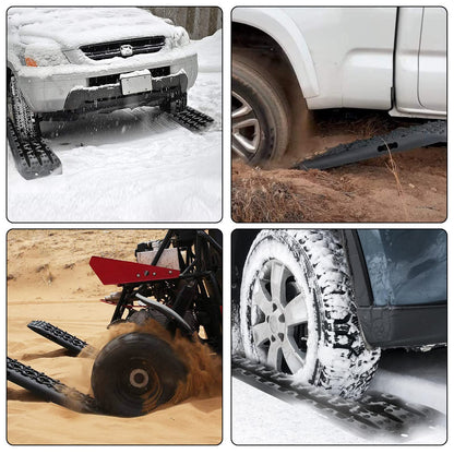 Herrselsam 2 Pieces Sand Boards Offroad Traction Mat Plastic Recovery Board Tracks with Storage Bag and Installation Tool, 10T Load for SUV RV Car Truck.