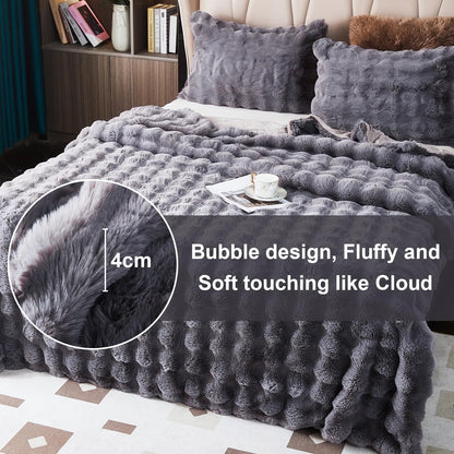 Rabbit plush blanket super soft living room blanket thick 1000 g/m² flannel blanket couch blanket warm throw blanket sofa blanket versatile blanket for bed sofa bedroom office dark grey 160 x 200cm
