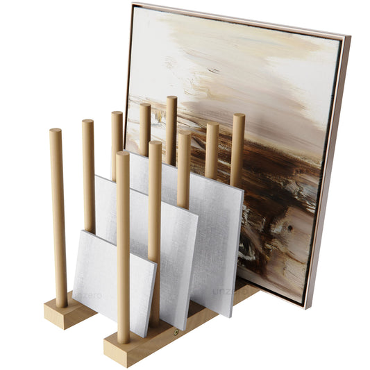 UNZERO Art Storage Rack, wooden storage stand for canvas boards, panels, frames, drawing boards, prints, paper pads, backing board (8.3" D x 15" W x 13.7" H)