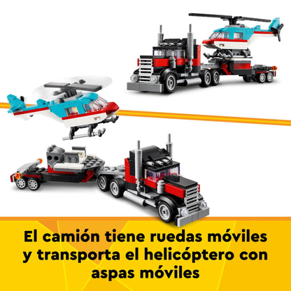LEGO Creator 3in1 Low Loader with Helicopter, Vehicle Set & Technic Heavy Duty Bulldozer, Toy Bulldozer for Building